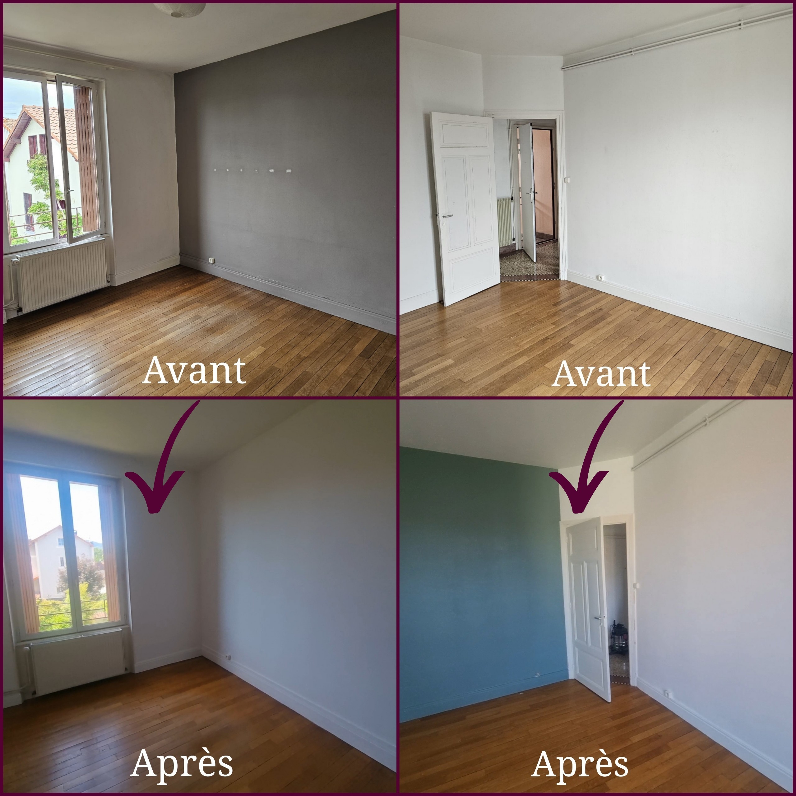 Rénovation chambre avec parquet ancien sublimé - Clermont-Ferrand
